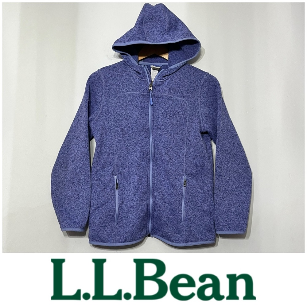 L.L.Bean Kids Sweater Fleece Hooded Coat Girls Large 14-16 (Women’s‎ S) Purple